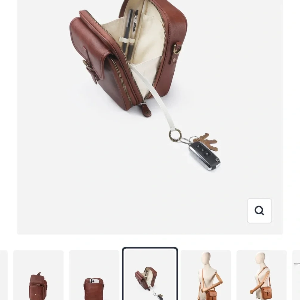 Minooy Naya Coffee-Brown Leather Crossbody Bag - Picture 12 of 16